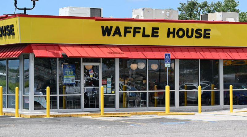 Waffle House storefront on sunny day to support egg costs article