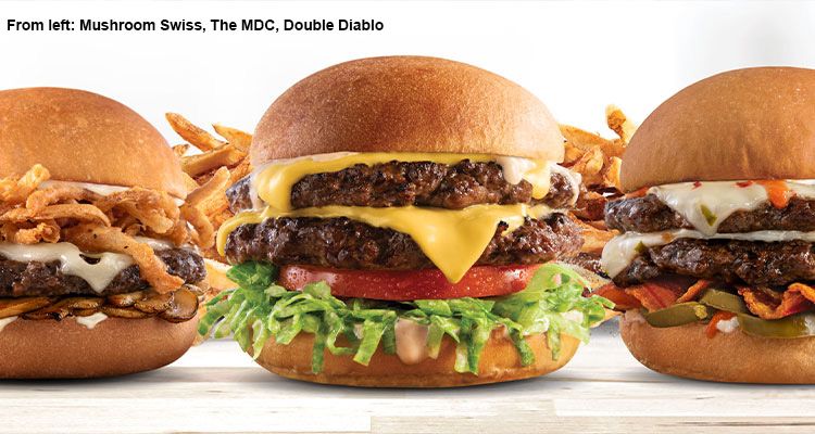 From left: Mushroom Swiss, The MDC, Double Diablo