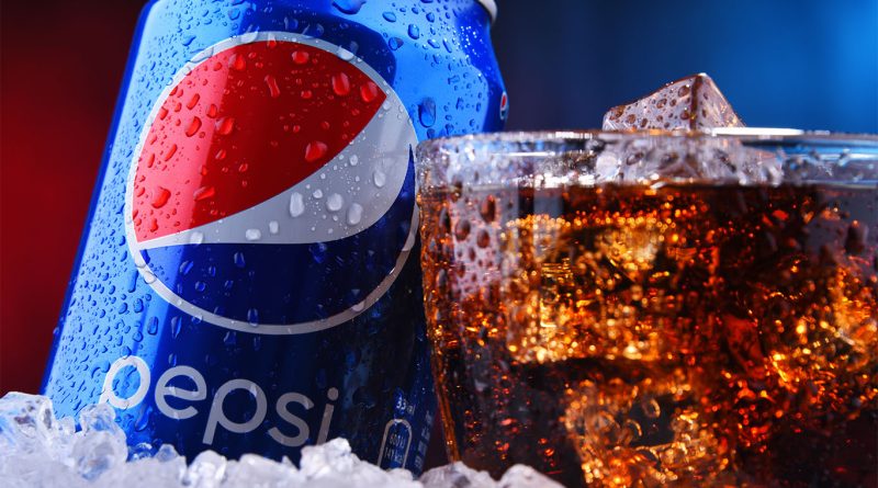 Elliott Investment Management logo overlaid on PepsiCo product display with investor charts in background