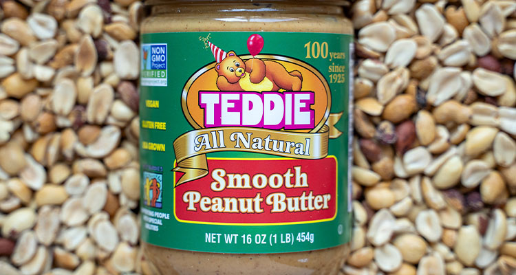 a jar of Teddie All Natural Smooth Peanut Butter