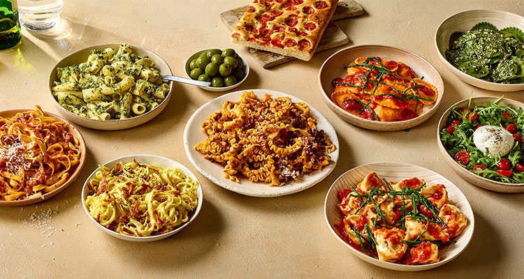 a variety of fresh pasta dishes and appetizers