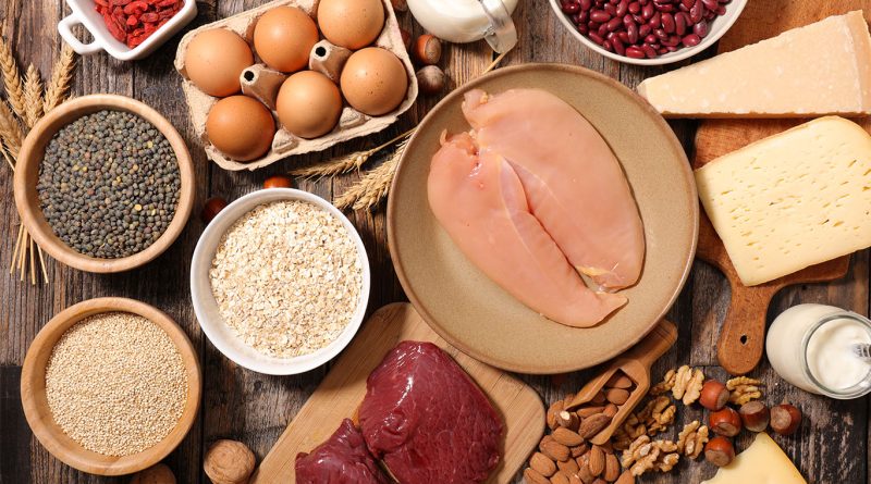 Inverted food pyramid highlighting meat, cheese, fruits and vegetables at the top with whole grains at the bottom
