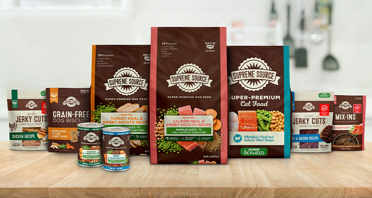 a variety of pet food products from the brand Supreme Source,