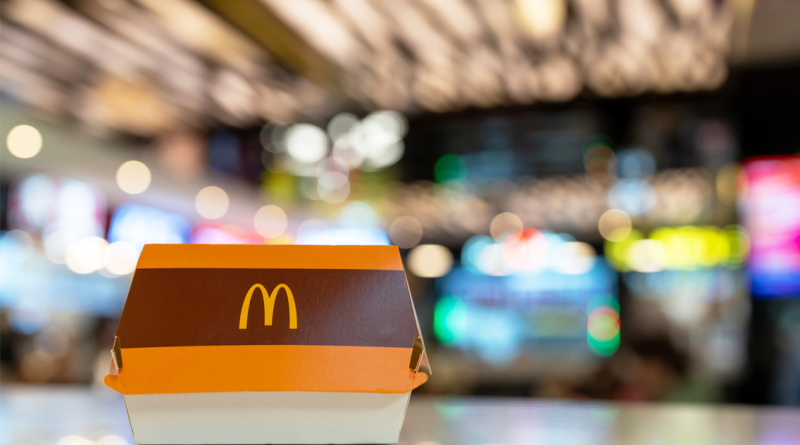 Box with McDonald's logo on table