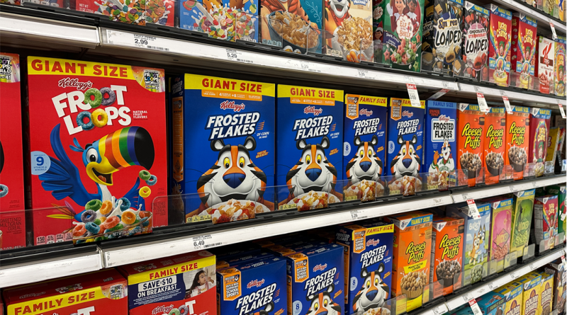retail store side view cereal aisle